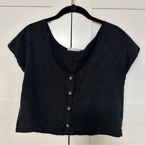 Lacausa silk button down crop shirt